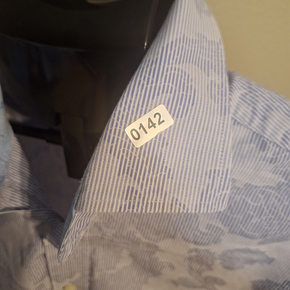 Thomas Dean Light Blue Floral Dress Long Sleeve Men's Shirt. Size L - Picture 5 of 5